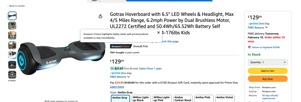 Amazon Best Overall Choice Badge Product Detail Page View